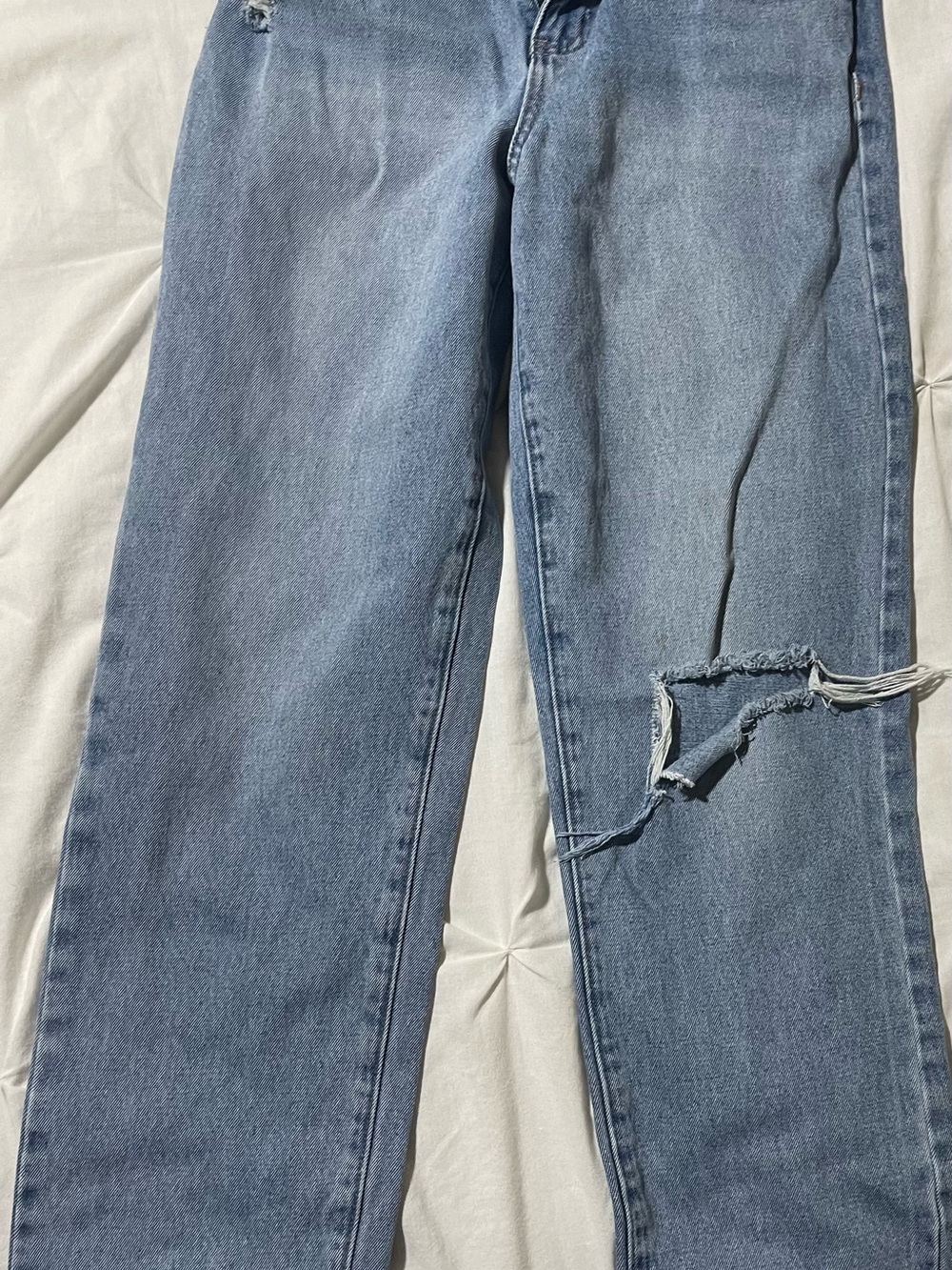 Light Wash Distressed Straight Leg Jeans